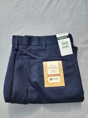 Haggar Cool 18 Performance Classic Fit Dress Pants Men 36x30 Navy Comfort Waist